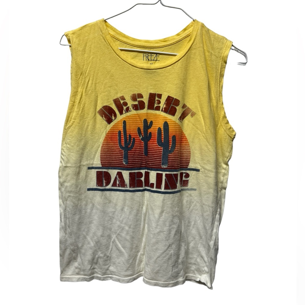 Desert Darling cactus yellow Ombre sleeveless Tank top medium